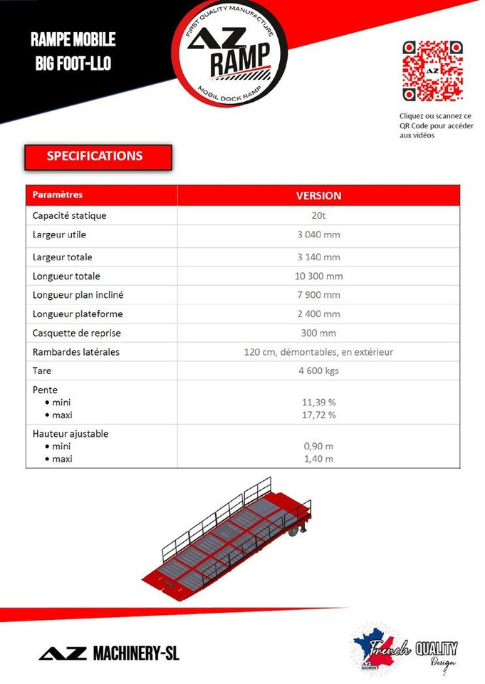 Large Mobile dock ramp, uncouplable AZ RAMP - KING VERSION, BIG FOOT L20 T-INOX - Навантажувальна рампа: фото 4 Large Mobile dock ramp, uncouplable AZ RAMP - KING VERSION, BIG FOOT L20 T-INOX - Навантажувальна рампа: фото 4