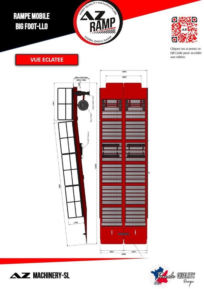 Large Mobile dock ramp, uncouplable AZ RAMP - KING VERSION, BIG FOOT L20 T-INOX - Навантажувальна рампа: фото 5 Large Mobile dock ramp, uncouplable AZ RAMP - KING VERSION, BIG FOOT L20 T-INOX - Навантажувальна рампа: фото 5