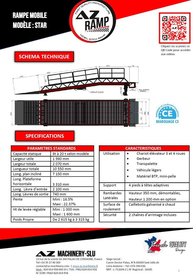 Loading Ramp with with electric tilting bridge - AZ RAMP - STAR- 10T-ZR-E. 10 ton capacity - Навантажувальна рампа: фото 2 Loading Ramp with with electric tilting bridge - AZ RAMP - STAR- 10T-ZR-E. 10 ton capacity - Навантажувальна рампа: фото 2