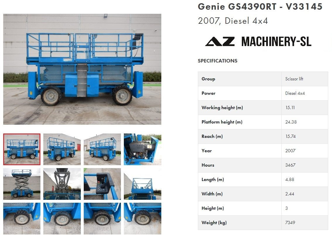 Used scissor Lift Diesel 4x4 GENIE GS-4390-RT - Ножичний підйомник: фото 1 Used scissor Lift Diesel 4x4 GENIE GS-4390-RT - Ножичний підйомник: фото 1