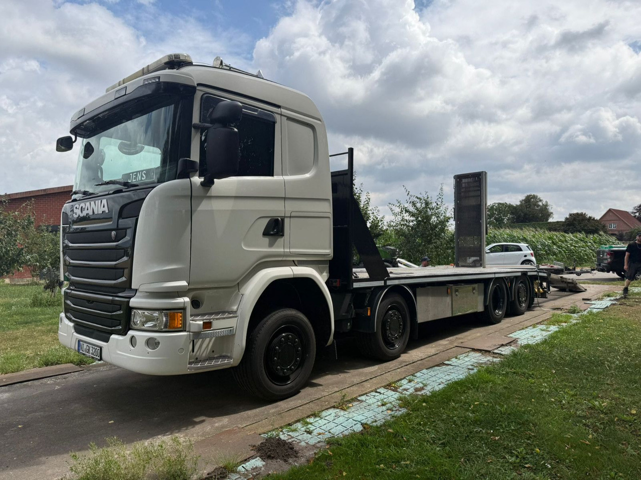 Scania G450 Baumaschinentransporter mit Rampen - Автовоз вантажівка: фото 1 Scania G450 Baumaschinentransporter mit Rampen - Автовоз вантажівка: фото 1