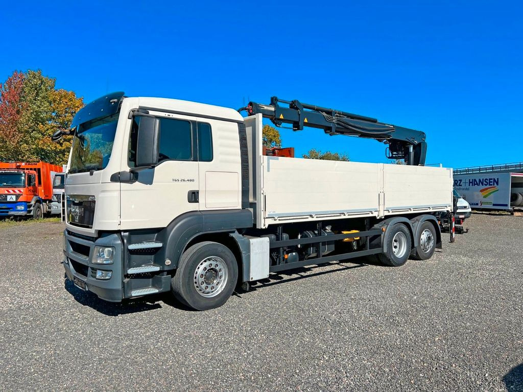 Вантажівка з маніпулятором, Бортова вантажівка/ Платформа MAN 26.480 6X2 Baustoff mit Kran HIAB Top Zustand: фото 12