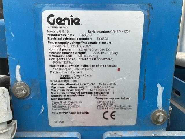 Genie GR15 - Вертикальний щогловий підйомник: фото 5 Genie GR15 - Вертикальний щогловий підйомник: фото 5