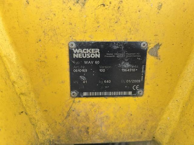 Wacker Neuson WAV60 - Віброплита, Навісне обладнання: фото 5 Wacker Neuson WAV60 - Віброплита, Навісне обладнання: фото 5