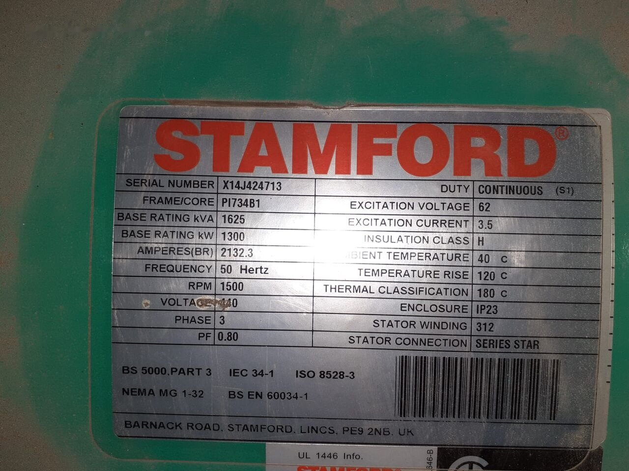 Stamford Generator Nowy1300 KW 1650 KVA STAMFORD CUMMINS - Електричний генератор: фото 5 Stamford Generator Nowy1300 KW 1650 KVA STAMFORD CUMMINS - Електричний генератор: фото 5