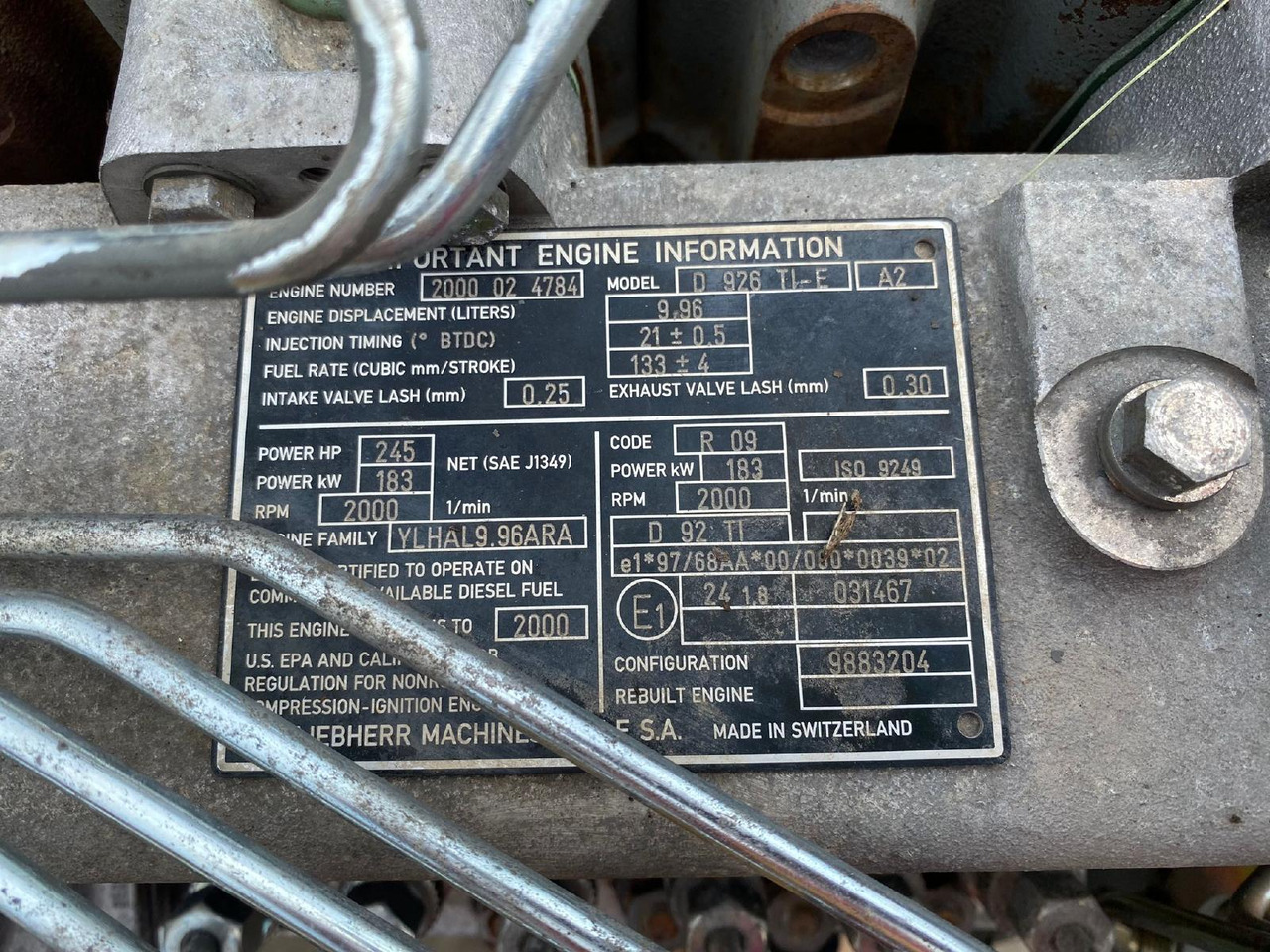 Двигун в категорії Будівельна техніка Liebherr D 926 TI E A2 aus L 564: фото 6