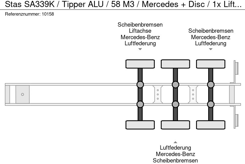 Самоскид напівпричіп Stas SA339K / Tipper ALU / 58 M3 / Mercedes + Disc / 1x Lift Axle: фото 11