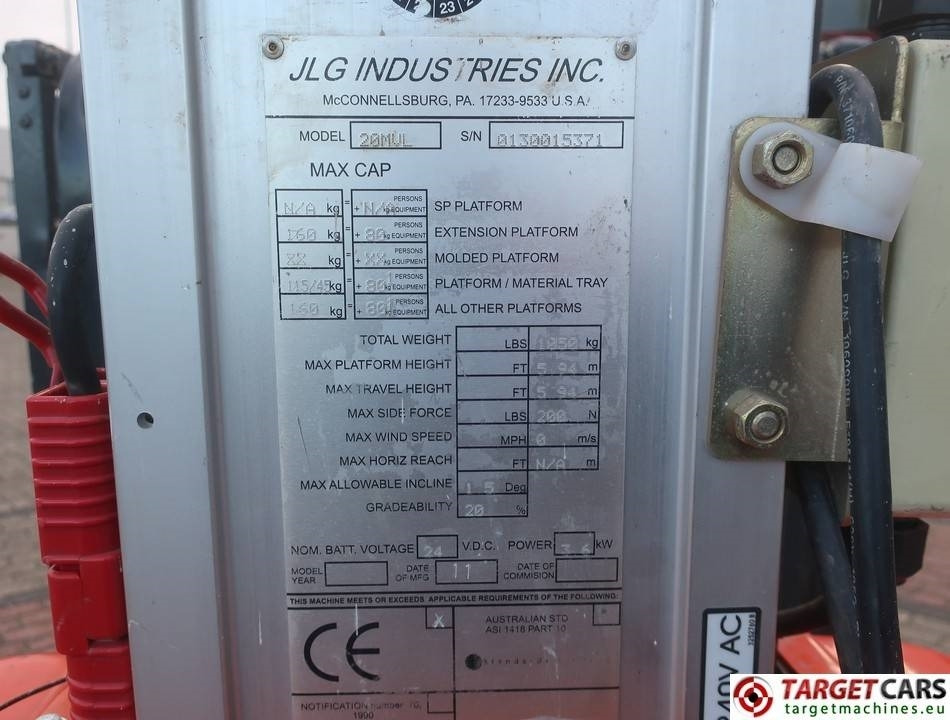 JLG 20MVL Electric Vertical Mast Work Lift 794cm в лізинг JLG 20MVL Electric Vertical Mast Work Lift 794cm: фото 10 JLG 20MVL Electric Vertical Mast Work Lift 794cm в лізинг JLG 20MVL Electric Vertical Mast Work Lift 794cm: фото 10