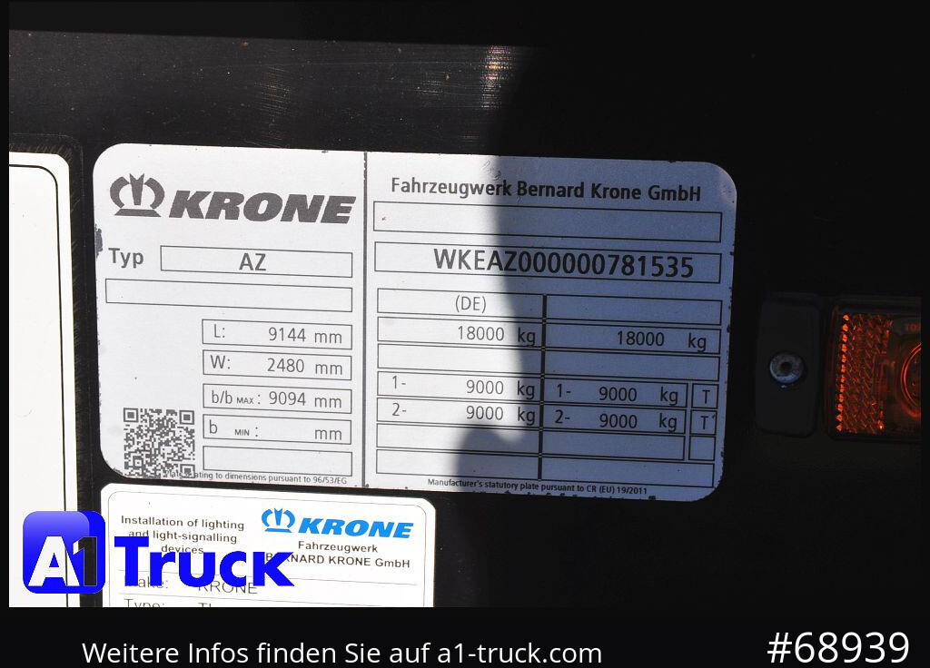 Контейнеровоз/ Змінний кузов причіп KRONE Standard BDF Anhänger für 7,45 WB, 1 Vorbesitzer: фото 8
