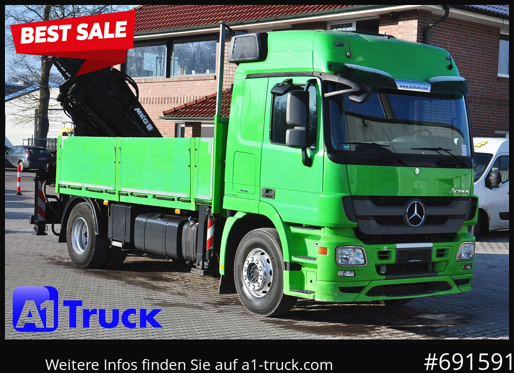 MERCEDES-BENZ Actros 1844 MP3, Kran MKG 291 HP 5+3 Funk, TÜV 06/2026 - Бортова вантажівка/ Платформа, Вантажівка з маніпулятором: фото 1 MERCEDES-BENZ Actros 1844 MP3, Kran MKG 291 HP 5+3 Funk, TÜV 06/2026 - Бортова вантажівка/ Платформа, Вантажівка з маніпулятором: фото 1