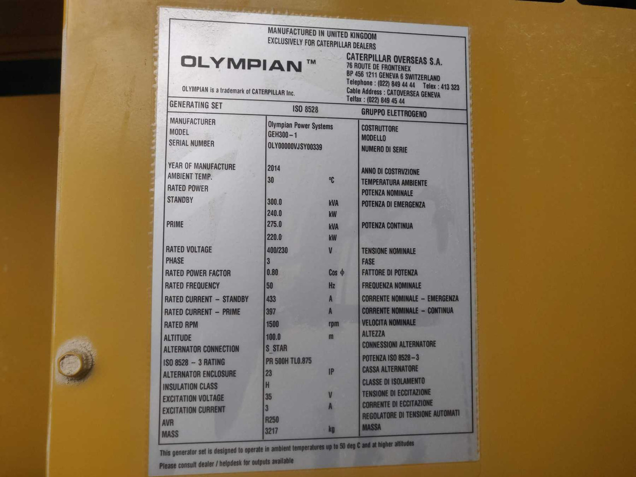 Caterpillar Olympian GEH300-1 - Електричний генератор: фото 2 Caterpillar Olympian GEH300-1 - Електричний генератор: фото 2