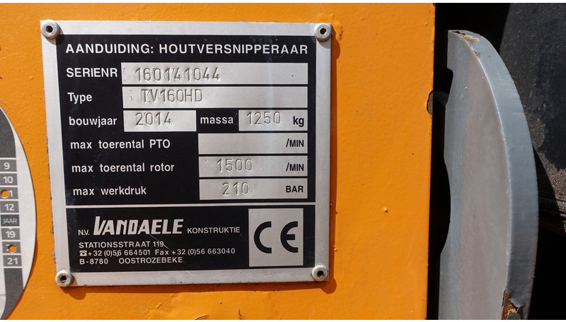 VANDAELE TV160HD Takken versnipperraar - Дробарка для лісництва: фото 5 VANDAELE TV160HD Takken versnipperraar - Дробарка для лісництва: фото 5
