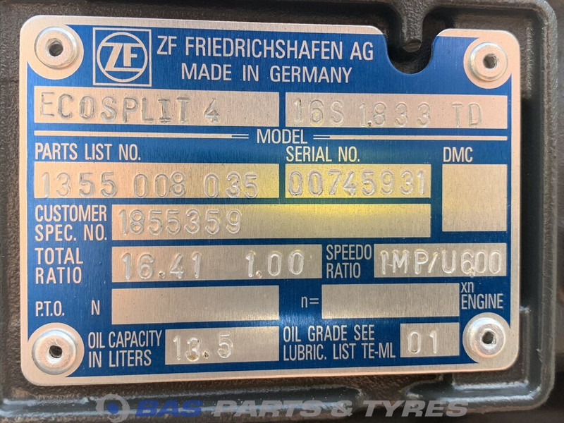 DAF XF106 DAF 16S1833 TD Versnellingsbak 1800079 - Коробка передач в категорії Вантажівки: фото 5 DAF XF106 DAF 16S1833 TD Versnellingsbak 1800079 - Коробка передач в категорії Вантажівки: фото 5