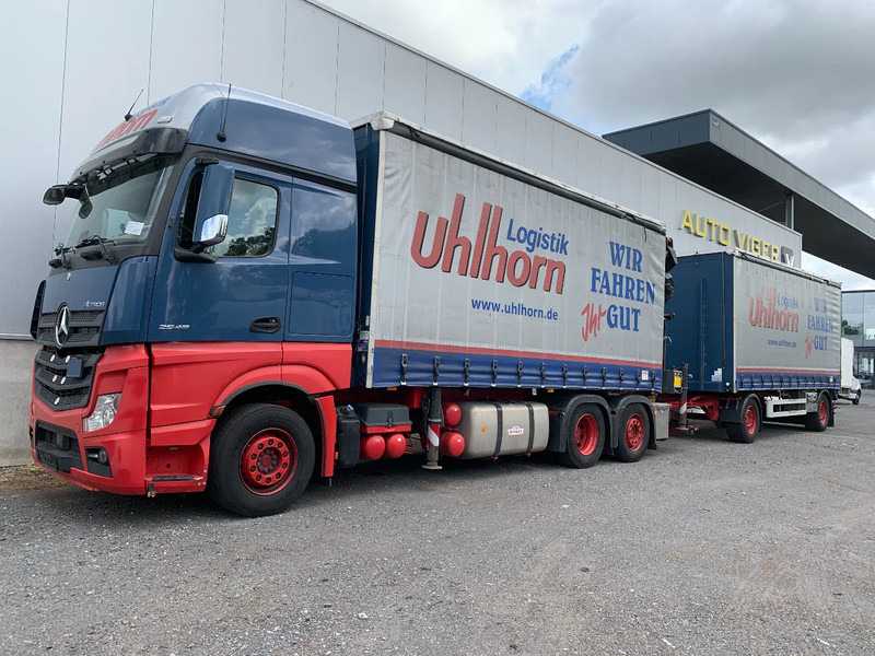 Mercedes-Benz Actros 2548 6X2 + Aanhanger*Palfinger crane*Cruise control*Airco* - Тентована вантажівка, Вантажівка з маніпулятором: фото 1 Mercedes-Benz Actros 2548 6X2 + Aanhanger*Palfinger crane*Cruise control*Airco* - Тентована вантажівка, Вантажівка з маніпулятором: фото 1