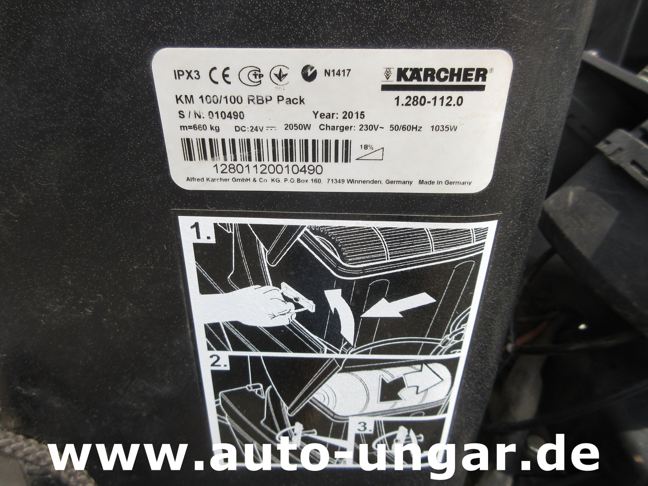 Підмітально-прибиральна машина KÄRCHER KM 100/100 RBP Pack 1.280-112.0 elektrische Parkplatzkehrmaschine Hallenkehrmaschine Elektro: фото 15