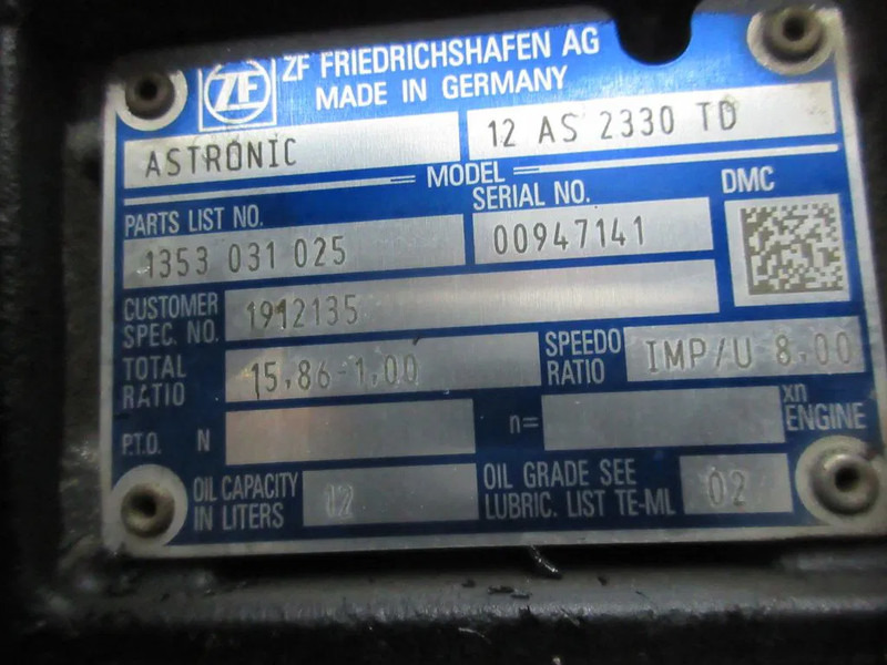 DAF XF106 1912135 TRANSMISSIE 12 AS 2330 TD EURO 6 - Коробка передач в категорії Вантажівки: фото 5 DAF XF106 1912135 TRANSMISSIE 12 AS 2330 TD EURO 6 - Коробка передач в категорії Вантажівки: фото 5