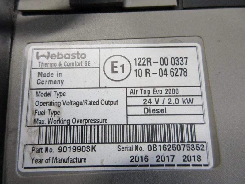 Volvo 9019903 23440197 //STANDKACHEL WEBASTO AIR TOP EVO 2000 EURO 6 FH - Електрична система в категорії Вантажівки: фото 5 Volvo 9019903 23440197 //STANDKACHEL WEBASTO AIR TOP EVO 2000 EURO 6 FH - Електрична система в категорії Вантажівки: фото 5