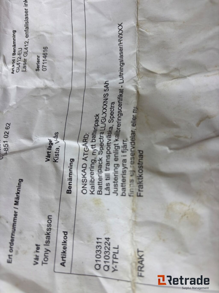 Trimble GL412 Tvåfallslaser - Будівельне обладнання: фото 5 Trimble GL412 Tvåfallslaser - Будівельне обладнання: фото 5