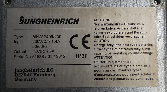 Jungheinrich 50461442 | Charger build-in 230Vac/1.4A 50/60Hz 24 VDC/9A sn. SIS3 Charger build-in 230Vac/1.4A 50/60Hz 24 VDC/9A sn. SIS38/01/2012 IP20 for EMC110 - Аккумулятор в категорії Вантажно-розвантажувальна техніка: фото 2 Jungheinrich 50461442 | Charger build-in 230Vac/1.4A 50/60Hz 24 VDC/9A sn. SIS3 Charger build-in 230Vac/1.4A 50/60Hz 24 VDC/9A sn. SIS38/01/2012 IP20 for EMC110 - Аккумулятор в категорії Вантажно-розвантажувальна техніка: фото 2