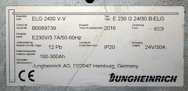 Електрична система в категорії Вантажно-розвантажувальна техніка Jungheinrich 51044544 | build in charger 24V/30A 100-300Ah sn. B0089739: фото 7