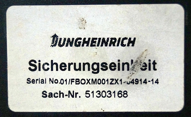 Jungheinrich 51303168 | Zekeringkast Fusebox sn. 01/FBOXM001ZX1-64914-14 - Запобіжник в категорії Вантажно-розвантажувальна техніка: фото 4 Jungheinrich 51303168 | Zekeringkast Fusebox sn. 01/FBOXM001ZX1-64914-14 - Запобіжник в категорії Вантажно-розвантажувальна техніка: фото 4