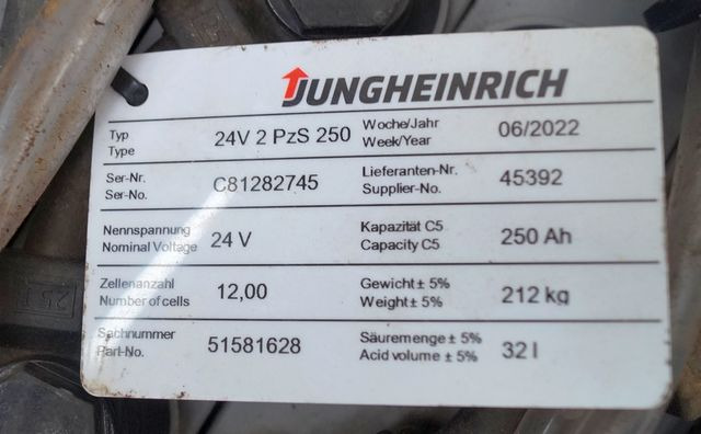 Jungheinrich unknown | Battery 24 2PZS250 year 2022 weight 212 kg sn. C8182745 o - Аккумулятор в категорії Вантажно-розвантажувальна техніка: фото 4 Jungheinrich unknown | Battery 24 2PZS250 year 2022 weight 212 kg sn. C8182745 o - Аккумулятор в категорії Вантажно-розвантажувальна техніка: фото 4