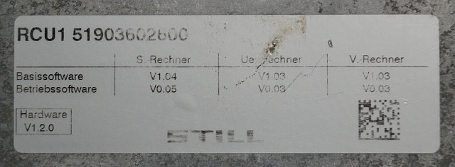 Still 51903602600 | Controller RCU1 base sw V0,05 operating sw V0,05 V0,03 hardw - Блок управління в категорії Вантажно-розвантажувальна техніка: фото 4 Still 51903602600 | Controller RCU1 base sw V0,05 operating sw V0,05 V0,03 hardw - Блок управління в категорії Вантажно-розвантажувальна техніка: фото 4