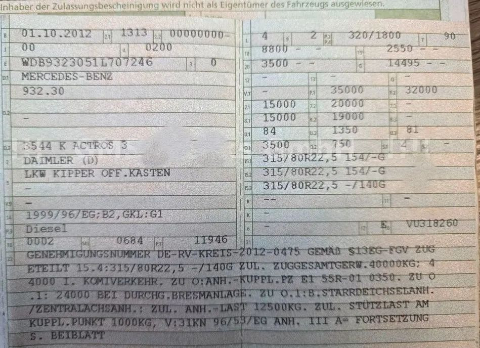 Самоскид вантажівка Mercedes-Benz Actros 3544 / 4144 •EPS •Wywrotka trójstronna  • 8x4 • Meiller BORDMATIK • Euro5 •: фото 20