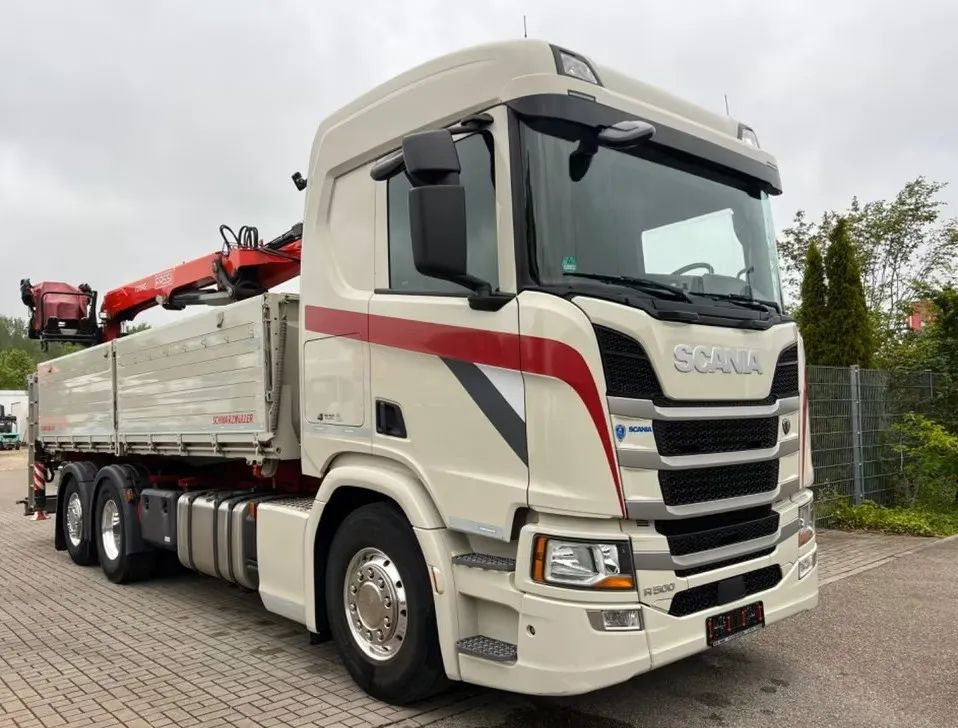 Scania R500 Baustoff / 2-stronna wywrotka Schwarzmüller /HDS Fassi F215 / Euro 6 / Napęd na tylną oś - Самоскид вантажівка, Вантажівка з маніпулятором: фото 1 Scania R500 Baustoff / 2-stronna wywrotka Schwarzmüller /HDS Fassi F215 / Euro 6 / Napęd na tylną oś - Самоскид вантажівка, Вантажівка з маніпулятором: фото 1