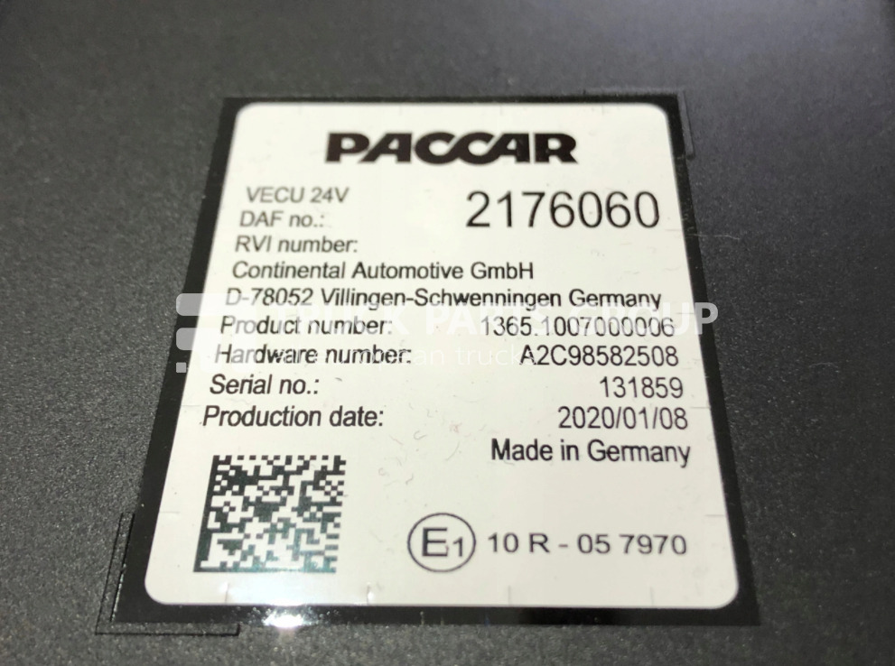 DAF XF, CF, 106, EURO6, EURO 6 emission VECU control unit, ECU, EDC, 2176060, 2034161, A2C98582508, 131859 by Paccar - Блок управління в категорії Вантажівки: фото 1 DAF XF, CF, 106, EURO6, EURO 6 emission VECU control unit, ECU, EDC, 2176060, 2034161, A2C98582508, 131859 by Paccar - Блок управління в категорії Вантажівки: фото 1