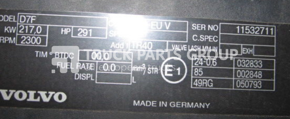 VOLVO FL7, FM, RENAULT MIDLUM DXI engine DXI7, D7E, D7F, 290 HP, 240 H engine - Двигун в категорії Вантажівки: фото 2 VOLVO FL7, FM, RENAULT MIDLUM DXI engine DXI7, D7E, D7F, 290 HP, 240 H engine - Двигун в категорії Вантажівки: фото 2