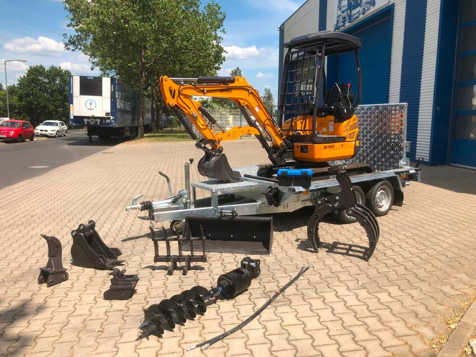 Minibagger BK1700JS + Tieflader + Zubehör *INKL.19% MWST*BERGER KRAUS*KUBOTA*JOYST*SOFORT! - Міні-екскаватор, Причіп: фото 1 Minibagger BK1700JS + Tieflader + Zubehör *INKL.19% MWST*BERGER KRAUS*KUBOTA*JOYST*SOFORT! - Міні-екскаватор, Причіп: фото 1
