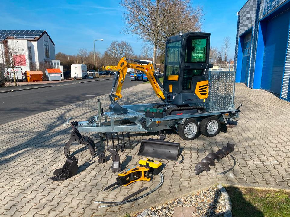 Minibagger BK950KS + Tieflader + Zubehör *INKL.19% MWST*BERGER KRAUS*KABINE*SOFORT!* - Міні-екскаватор, Причіп: фото 2 Minibagger BK950KS + Tieflader + Zubehör *INKL.19% MWST*BERGER KRAUS*KABINE*SOFORT!* - Міні-екскаватор, Причіп: фото 2