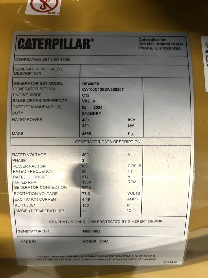 Новий Електричний генератор CAT DE400E0 - C13 - 400 kVA Generator - DPX-18023: фото 6 Новий Електричний генератор CAT DE400E0 - C13 - 400 kVA Generator - DPX-18023: фото 6