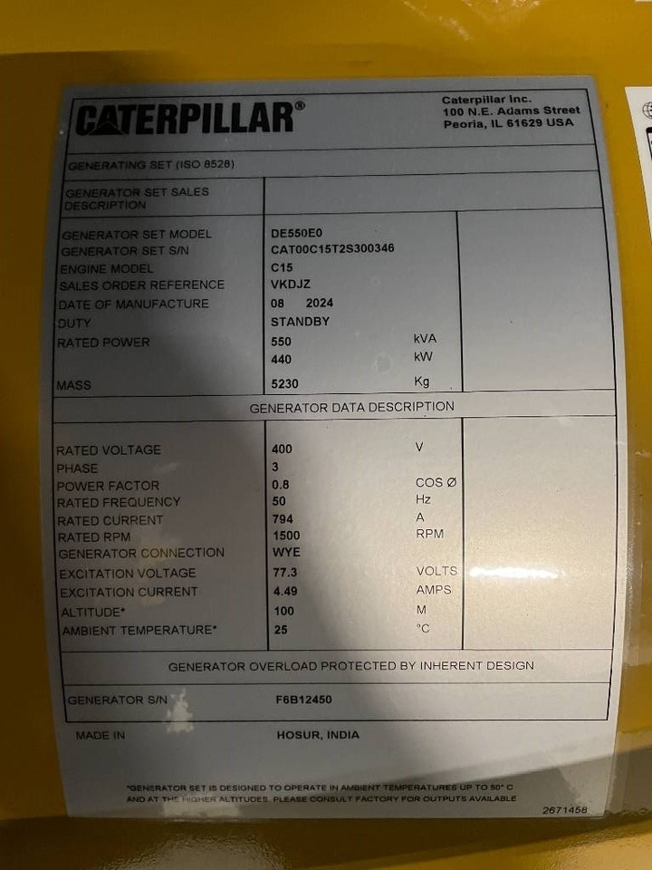 CAT DE550E0 - C15 - 550 kVA Generator - DPX-18027 - Електричний генератор: фото 3 CAT DE550E0 - C15 - 550 kVA Generator - DPX-18027 - Електричний генератор: фото 3