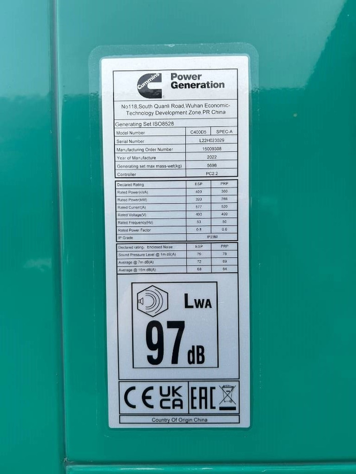 Cummins C400D5 - 400 kVA Generator - DPX-18518 - Електричний генератор: фото 4 Cummins C400D5 - 400 kVA Generator - DPX-18518 - Електричний генератор: фото 4