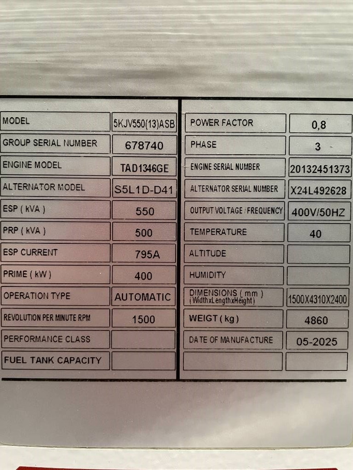 Volvo TAD1346GE - 550 kVA Generator - DPX-18882 - Електричний генератор: фото 5 Volvo TAD1346GE - 550 kVA Generator - DPX-18882 - Електричний генератор: фото 5