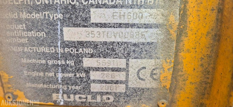 2001 EUCLID EH 600 - DUMPER - 20115 TIMER. - Самоскид: фото 5 2001 EUCLID EH 600 - DUMPER - 20115 TIMER. - Самоскид: фото 5