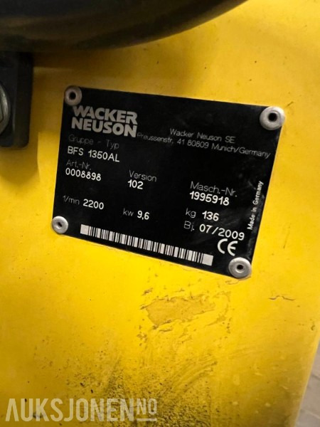 2009 Wacker Neuson BFS 1350AL - Asfalt og betongsag. - Будівельне обладнання: фото 5 2009 Wacker Neuson BFS 1350AL - Asfalt og betongsag. - Будівельне обладнання: фото 5