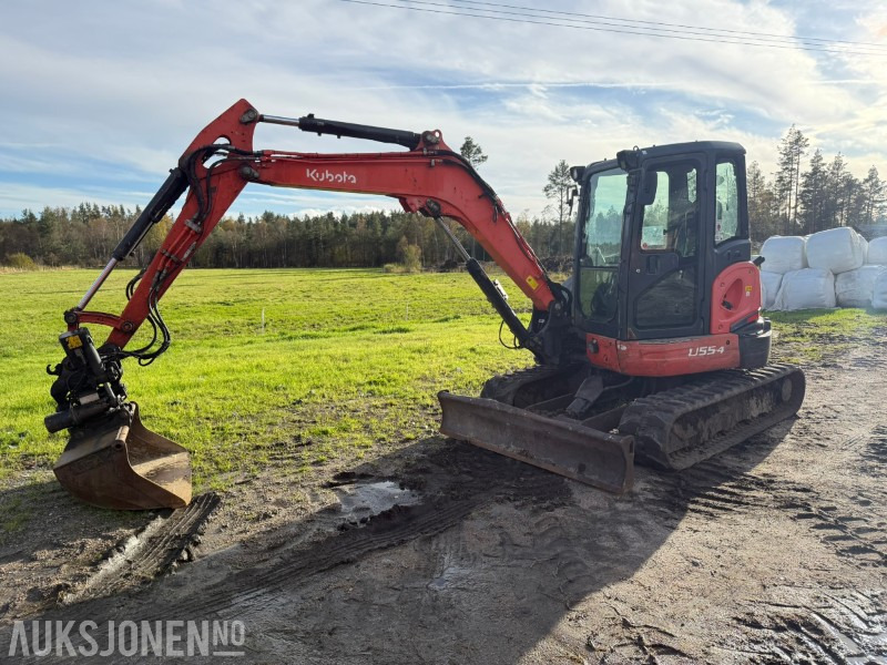 2012 Kubota U55-4 5,5 tonns gravemaskin med Steelwrist rototilt og 2 skuffer - Екскаватор: фото 1 2012 Kubota U55-4 5,5 tonns gravemaskin med Steelwrist rototilt og 2 skuffer - Екскаватор: фото 1