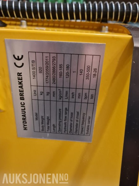 NY HENIMA 1400 PIGGHAMMER TIL 18-26 TONNS GRAVEMASKIN S70 M/GARANTI - Гідравлічний молот в категорії Будівельна техніка: фото 3 NY HENIMA 1400 PIGGHAMMER TIL 18-26 TONNS GRAVEMASKIN S70 M/GARANTI - Гідравлічний молот в категорії Будівельна техніка: фото 3