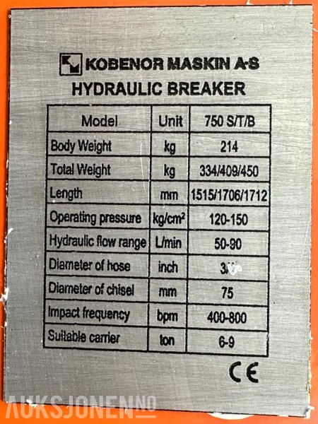 NY KM 750 Pigghammer s40/s50 CE merket FABRIKKGARANTI - Гідравлічний молот: фото 3 NY KM 750 Pigghammer s40/s50 CE merket FABRIKKGARANTI - Гідравлічний молот: фото 3