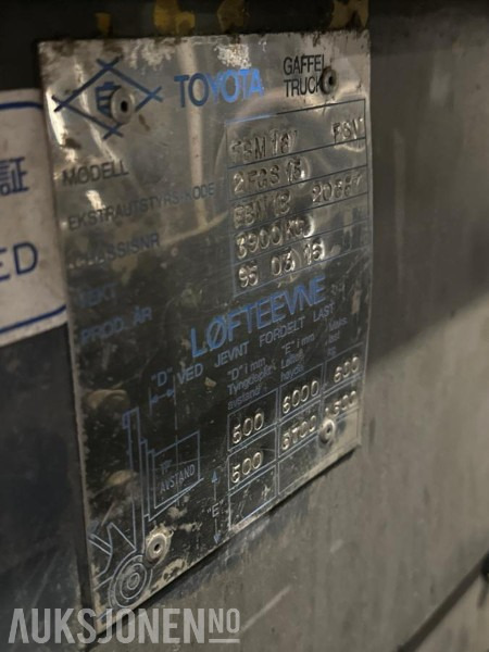 1995 Toyota 7FBMF Elektrisk motvektstruck, 6197 timer - Вантажно-розвантажувальна техніка: фото 5 1995 Toyota 7FBMF Elektrisk motvektstruck, 6197 timer - Вантажно-розвантажувальна техніка: фото 5