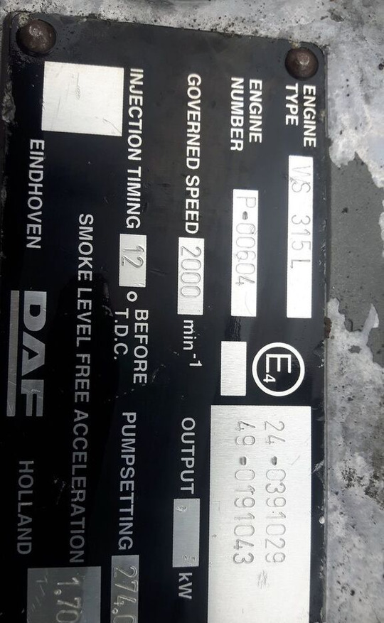 DAF WS 315 L DAF truck - Двигун в категорії Вантажівки: фото 5 DAF WS 315 L DAF truck - Двигун в категорії Вантажівки: фото 5