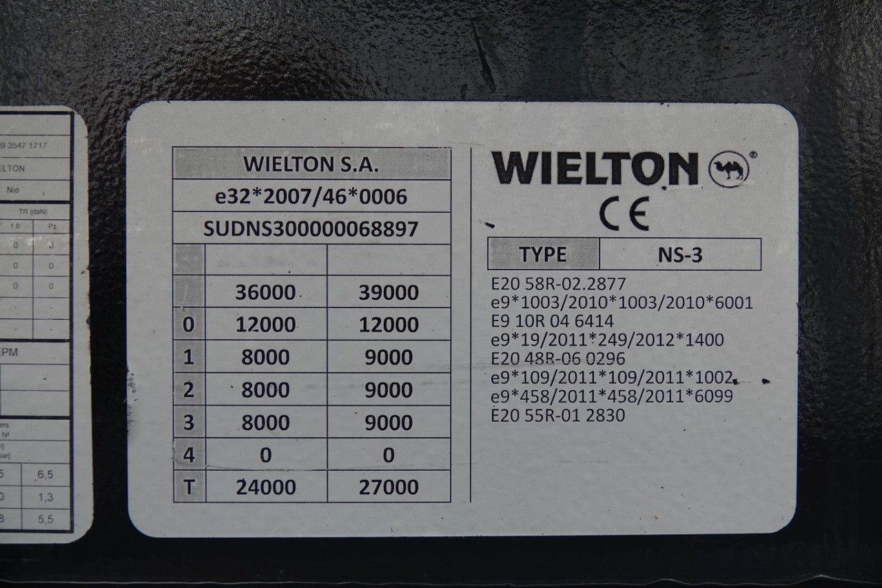 Тентований напівпричіп Wielton FIRANKA / MULDA DO STALI - 9 M / COILMULDA / OŚ: фото 19