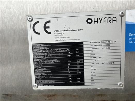 Hyfra 45S VA Water chiller - Обладнання для харчової промисловості: фото 4 Hyfra 45S VA Water chiller - Обладнання для харчової промисловості: фото 4