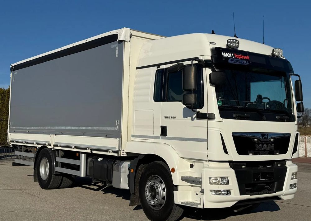 MAN TGM 15.290/E6/FIRANKA/BURTO-FIRANKA/SZKOŁA JAZDY/MAŁY ROZSTAW OSI/16PALET/WINDA/NISKI PRZEBIEG/2019/SERWISOWANY/JAK NOWY - Тентована вантажівка: фото 1 MAN TGM 15.290/E6/FIRANKA/BURTO-FIRANKA/SZKOŁA JAZDY/MAŁY ROZSTAW OSI/16PALET/WINDA/NISKI PRZEBIEG/2019/SERWISOWANY/JAK NOWY - Тентована вантажівка: фото 1