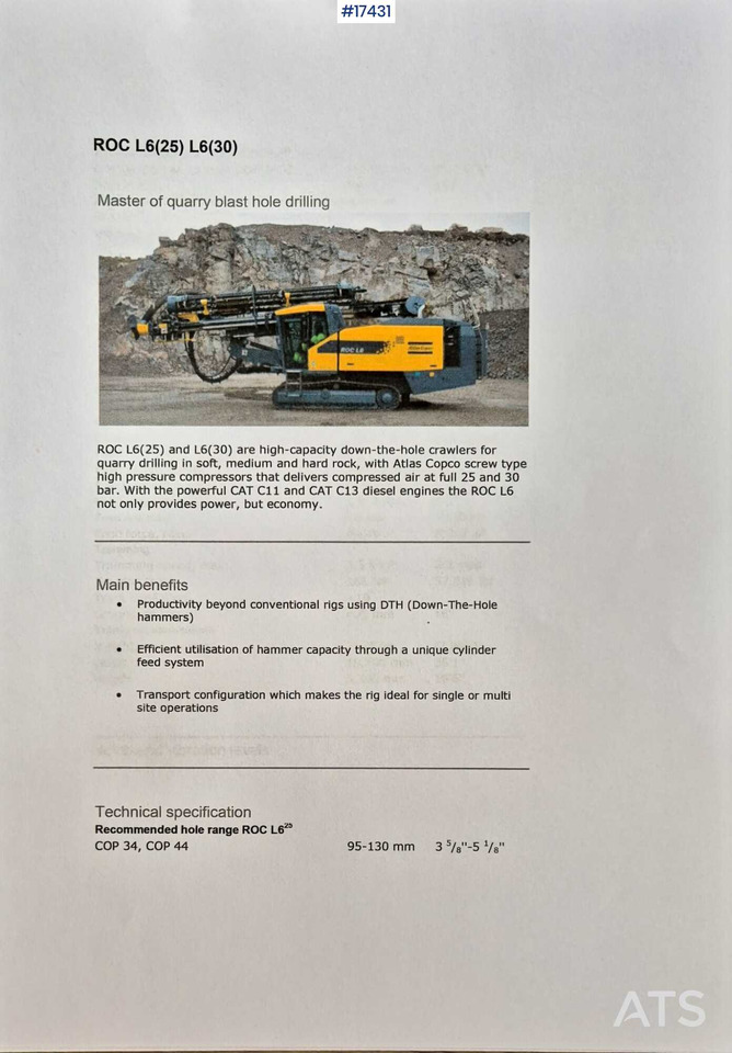 Atlas Copco ROC L6/25 drill rig (2011) - Бурова установка: фото 2 Atlas Copco ROC L6/25 drill rig (2011) - Бурова установка: фото 2