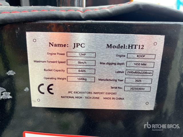 2025 JPC HT12 (Unused) Mini Excavator: <6.6t - Міні-екскаватор: фото 1 2025 JPC HT12 (Unused) Mini Excavator: <6.6t - Міні-екскаватор: фото 1