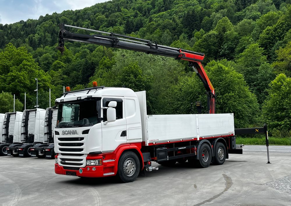 Scania G450 // 6x2// Skrzynia 6.40x2.49 // HDS Palfinger // Oś skrętna podnoszona // - Вантажівка з маніпулятором, Бортова вантажівка/ Платформа: фото 1 Scania G450 // 6x2// Skrzynia 6.40x2.49 // HDS Palfinger // Oś skrętna podnoszona // - Вантажівка з маніпулятором, Бортова вантажівка/ Платформа: фото 1